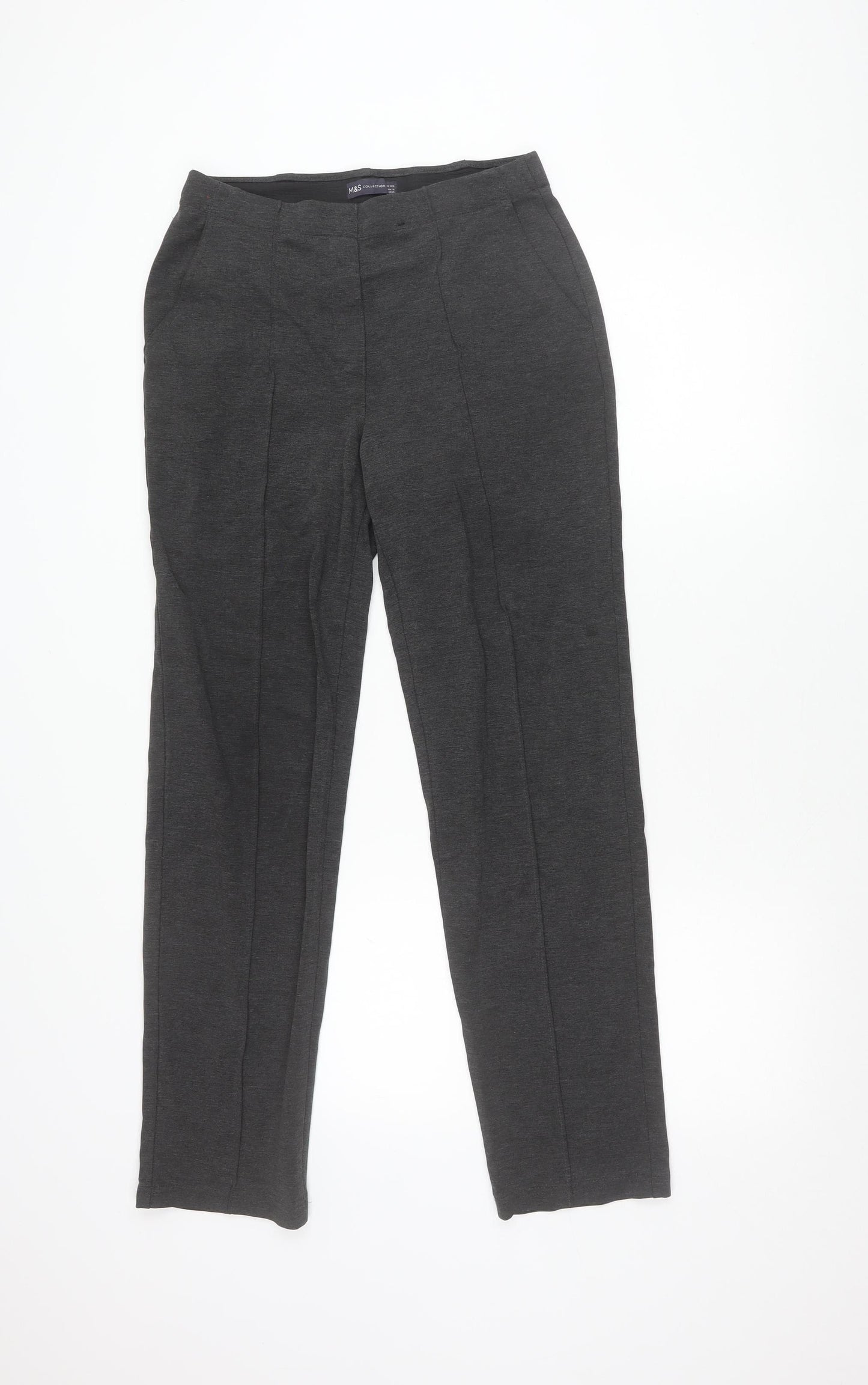 Marks and Spencer Womens Grey Size 10 Slim Fit Knit Trousers