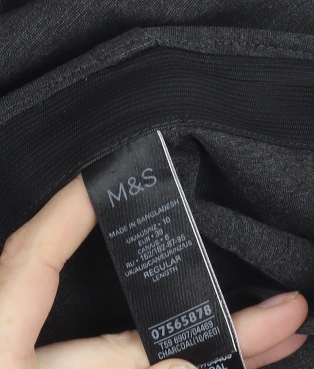 Marks and Spencer Womens Grey Size 10 Slim Fit Knit Trousers