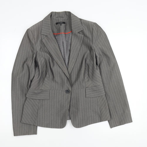 Dunnes Women Grey Pinstripe Single-Breasted Blazer Size 14 Medium