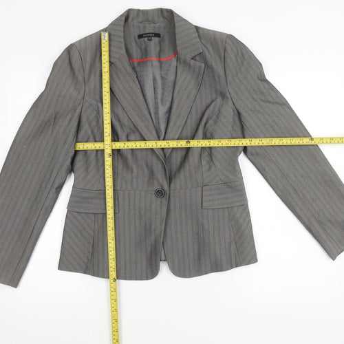 Dunnes Women Grey Pinstripe Single-Breasted Blazer Size 14 Medium