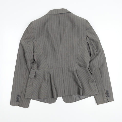 Dunnes Women Grey Pinstripe Single-Breasted Blazer Size 14 Medium