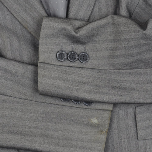 Dunnes Women Grey Pinstripe Single-Breasted Blazer Size 14 Medium