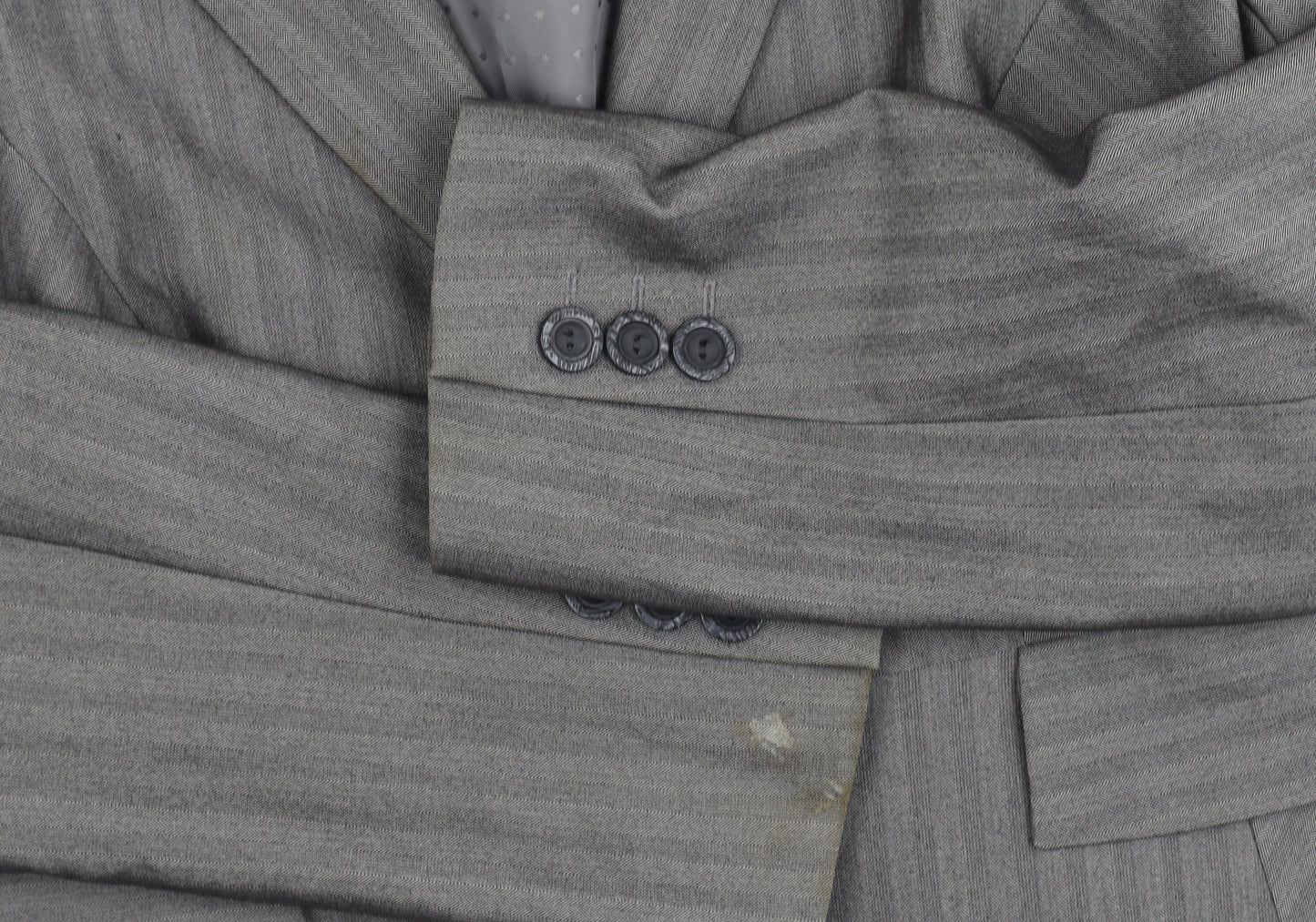 Dunnes Women Grey Pinstripe Single-Breasted Blazer Size 14 Medium