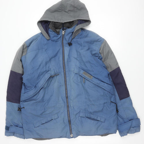 Daniel David Men's Blue Hooded Puffer Jacket Size M Nylon Winter Coat