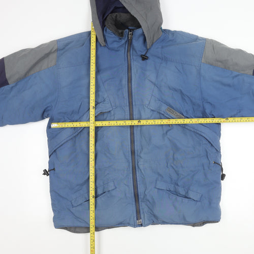 Daniel David Men's Blue Hooded Puffer Jacket Size M Nylon Winter Coat