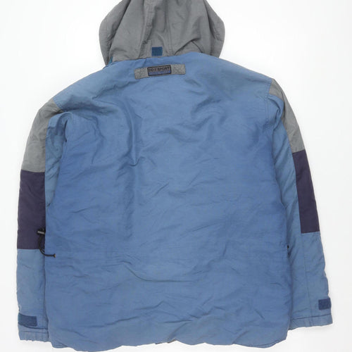 Daniel David Men's Blue Hooded Puffer Jacket Size M Nylon Winter Coat