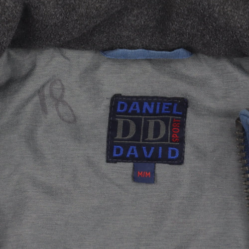 Daniel David Men's Blue Hooded Puffer Jacket Size M Nylon Winter Coat