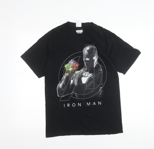 Front view of Port & Company Men’s Black Iron Man Marvel Graphic T-Shirt, size S