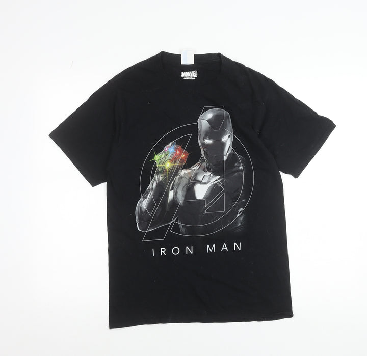 Port & Company Men’s Black Iron Man Marvel Graphic T-Shirt Size S