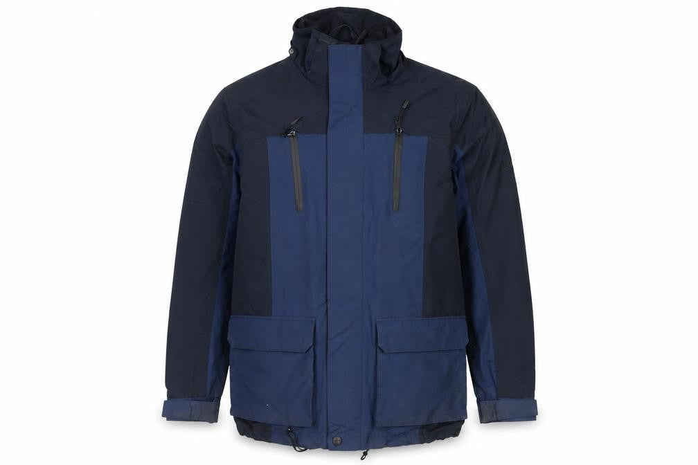 Front view of Maine New England Men's Blue Waterproof Parka Jacket, size S