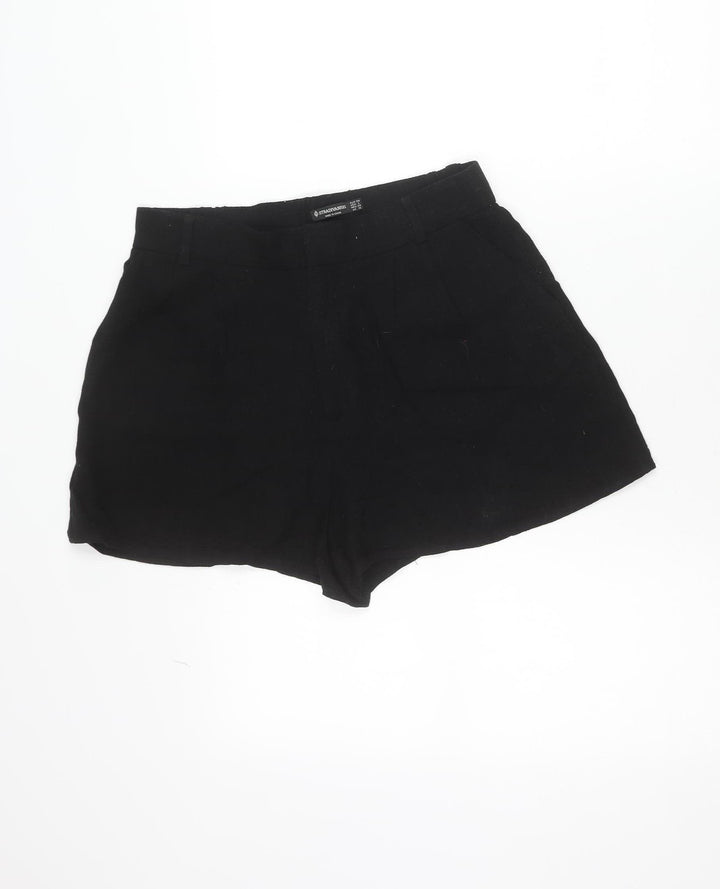 Stradivarius Women's Black Linen Blend Chino Shorts Size 10