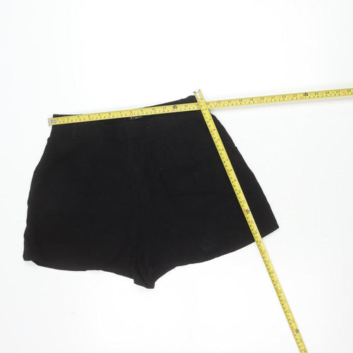 Stradivarius Women's Black Linen Blend Chino Shorts Size 10