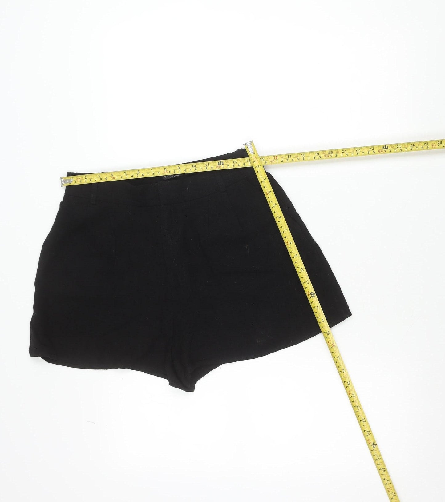 Stradivarius Women's Black Linen Blend Chino Shorts Size 10