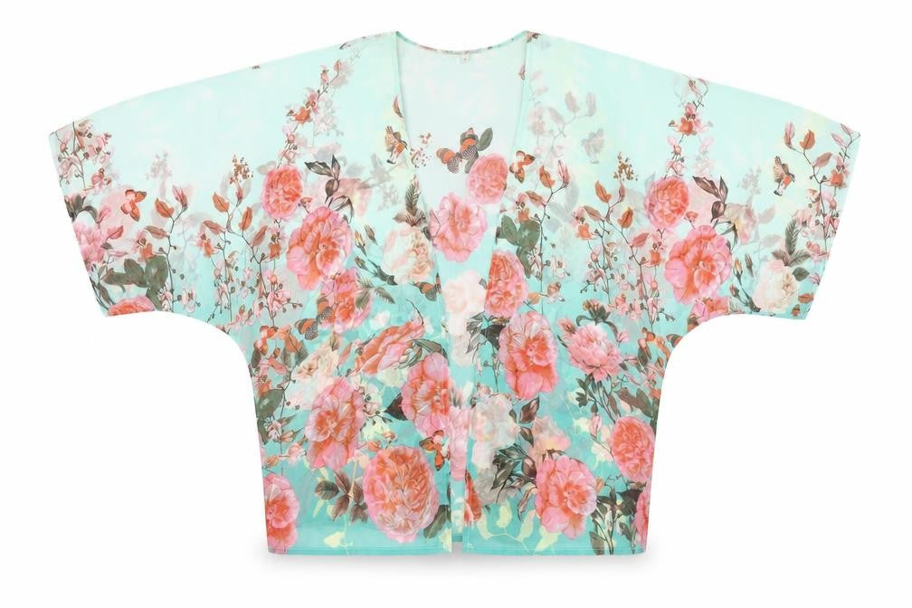 Front view of Parisian Collection Women's Multicoloured Floral Kimono Blouse, size 8