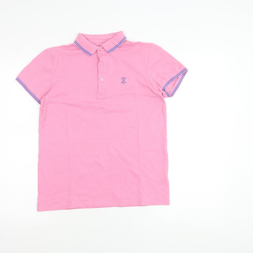 Next Girls Pink Polo Shirt 13 Years Cotton Elastane Short Sleeved Collared Top