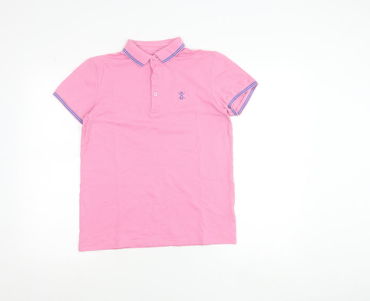 Next Girls Pink Polo Shirt 13 Years Cotton Elastane Short Sleeved Collared Top