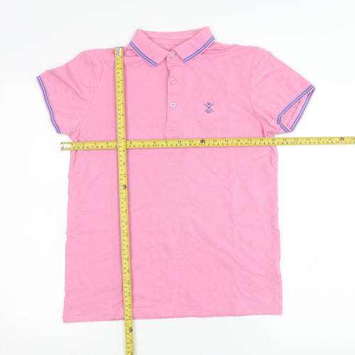 Next Girls Pink Polo Shirt 13 Years Cotton Elastane Short Sleeved Collared Top