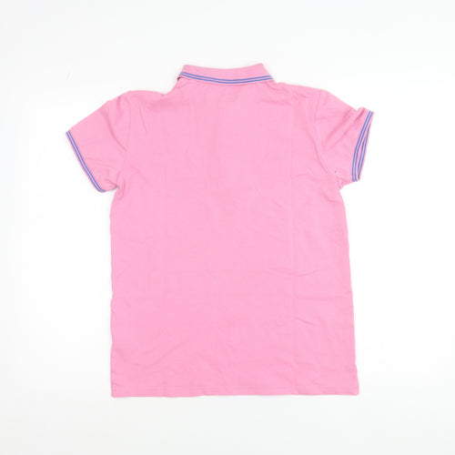 Next Girls Pink Polo Shirt 13 Years Cotton Elastane Short Sleeved Collared Top