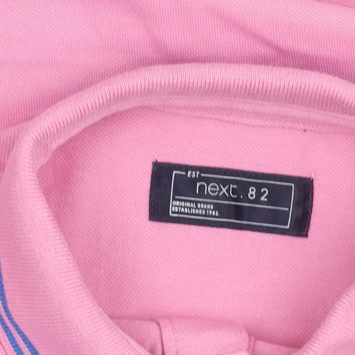 Next Girls Pink Polo Shirt 13 Years Cotton Elastane Short Sleeved Collared Top