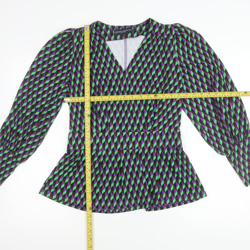 Lennon Courtney Women's Multicoloured Geometric Peplum Blouse Size 10