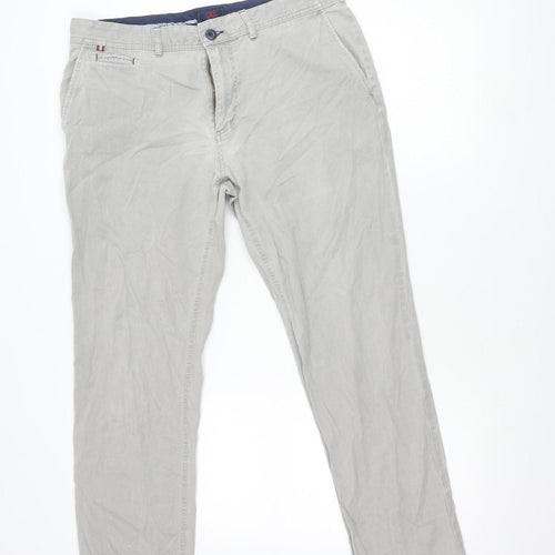 André Men’s Beige Chino Trousers 36S Modern Fit Cotton Stretch
