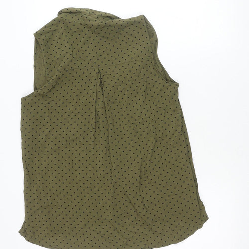 Stradivarius Womens Green Polka Dot Sleeveless Blouse Size L