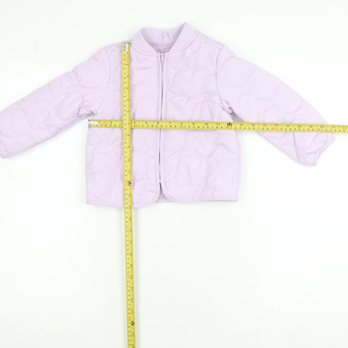 Marks and Spencer Girls Purple Puffer Jacket 2-3 Years Quilted Zip-Up