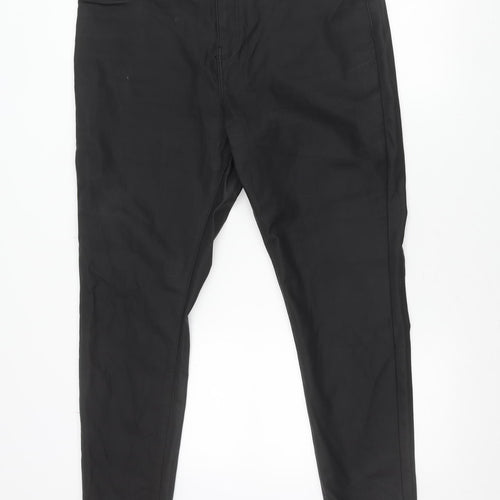 Gallery Womens Black Faux Leather Stretch Slim Trousers Size 20