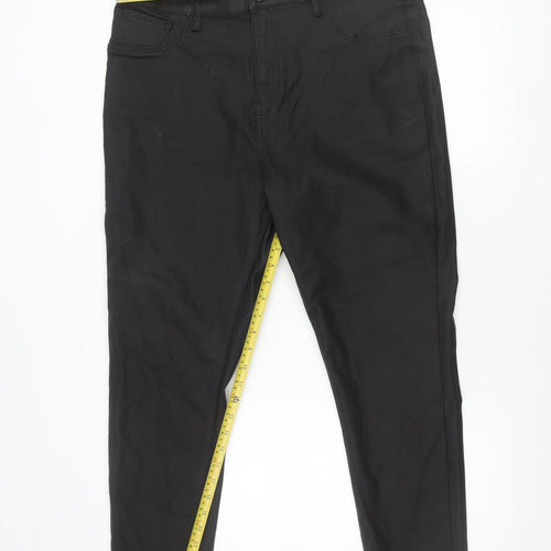 Gallery Womens Black Faux Leather Stretch Slim Trousers Size 20