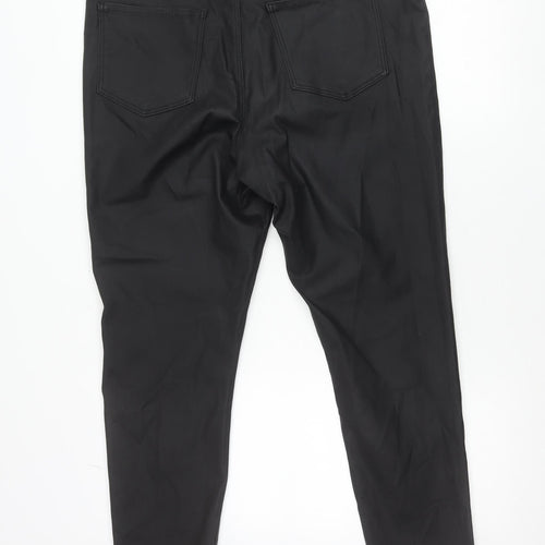 Gallery Womens Black Faux Leather Stretch Slim Trousers Size 20