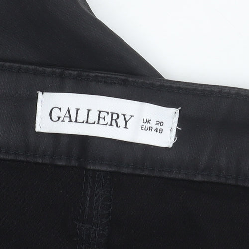 Gallery Womens Black Faux Leather Stretch Slim Trousers Size 20