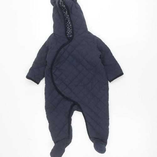 babyGap Unisex Navy Quilted Hooded Snowsuit 6-12 Months Warm Lined Winter Suit