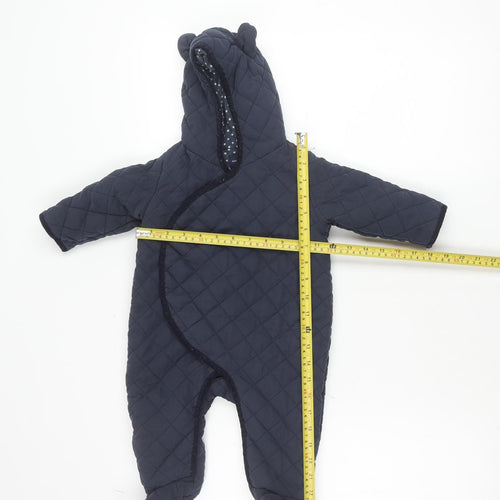 babyGap Unisex Navy Quilted Hooded Snowsuit 6-12 Months Warm Lined Winter Suit