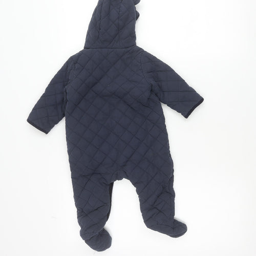 babyGap Unisex Navy Quilted Hooded Snowsuit 6-12 Months Warm Lined Winter Suit
