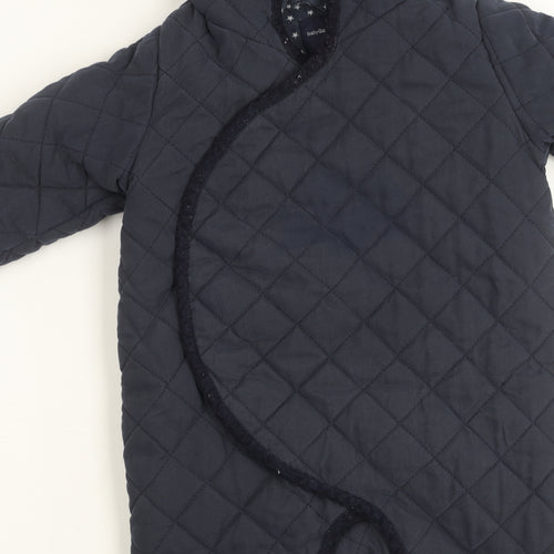 babyGap Unisex Navy Quilted Hooded Snowsuit 6-12 Months Warm Lined Winter Suit