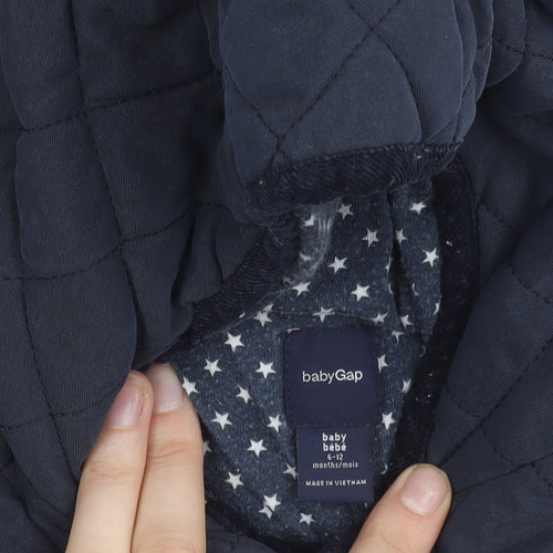babyGap Unisex Navy Quilted Hooded Snowsuit 6-12 Months Warm Lined Winter Suit