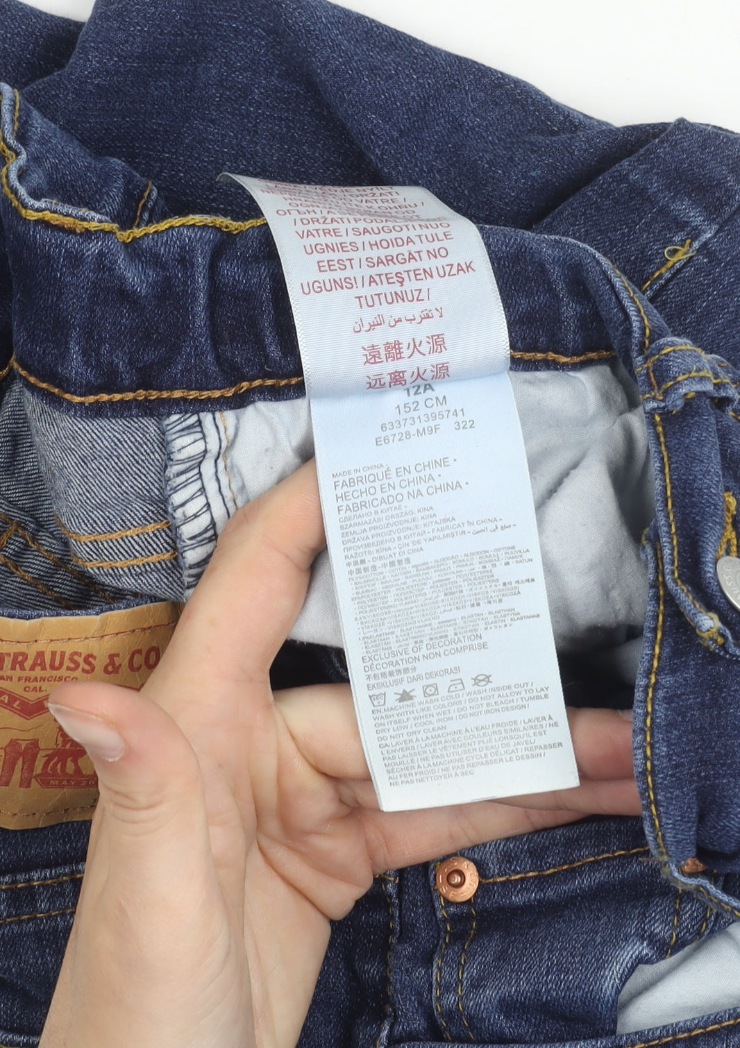 Levi's Girls Blue 512 Slim Taper Jeans 12 Years Cotton Denim Stretch