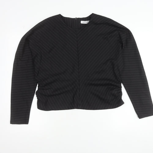 Gallery Women’s Black Pinstripe Long Sleeve Blouse UK 16