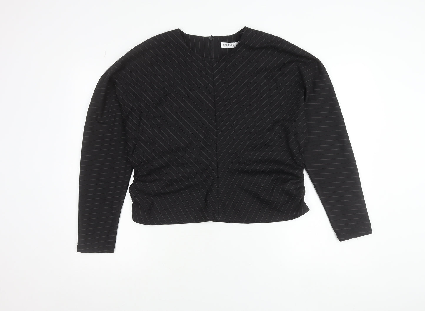 Gallery Women’s Black Pinstripe Long Sleeve Blouse UK 16