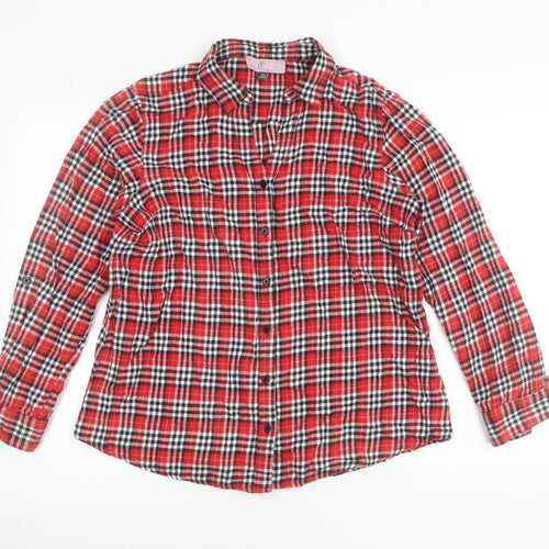 Elise Clemence London Men’s Red Check Cotton Flannel Shirt L