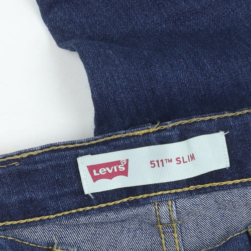 Levi's Girls Blue 511 Slim Jeans Size 12 Years Mid Rise Denim