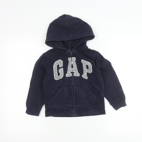 Gap Boys Blue Hooded Full Zip Logo Fleece Jacket 5 Years