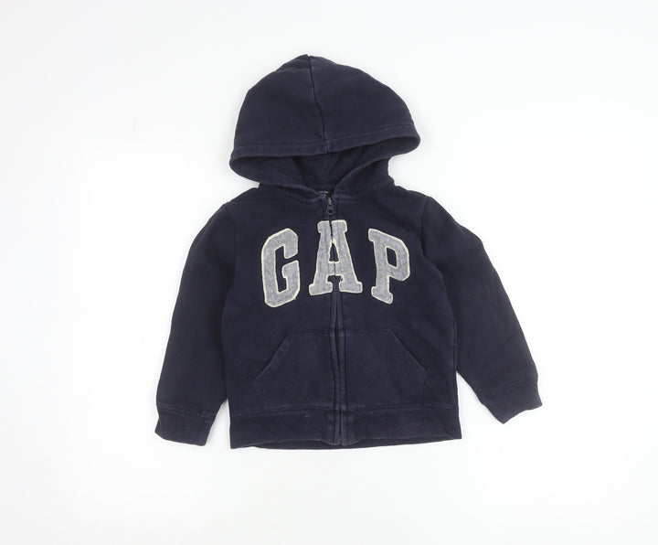 Gap Boys Blue Hooded Full Zip Logo Fleece Jacket 5 Years