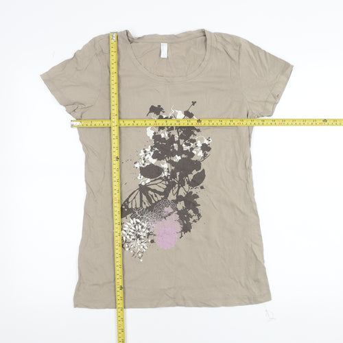 Vero Moda Women's Beige Floral Butterfly Print T-Shirt XL Short Sleeve
