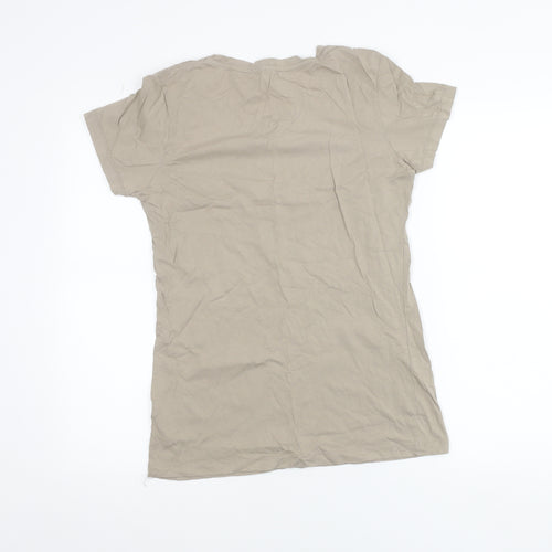Vero Moda Women's Beige Floral Butterfly Print T-Shirt XL Short Sleeve