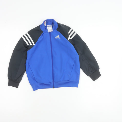 Adidas Boys Blue Track Jacket 3-4 Years Full Zip Lightweight Sportswear