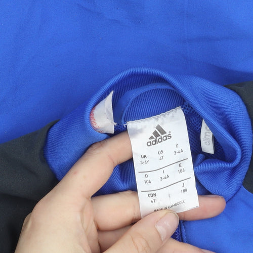 Adidas Boys Blue Track Jacket 3-4 Years Full Zip Lightweight Sportswear