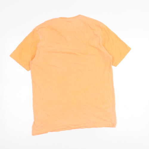 Livergy Orange Cotton Industrial Print Unisex Adults Regular Fit T-Shirt L