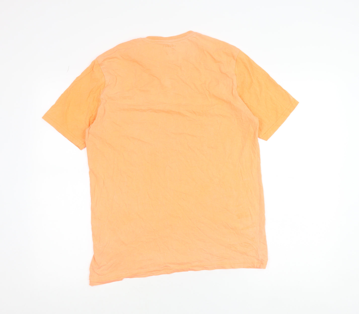 Livergy Orange Cotton Industrial Print Unisex Adults Regular Fit T-Shirt L