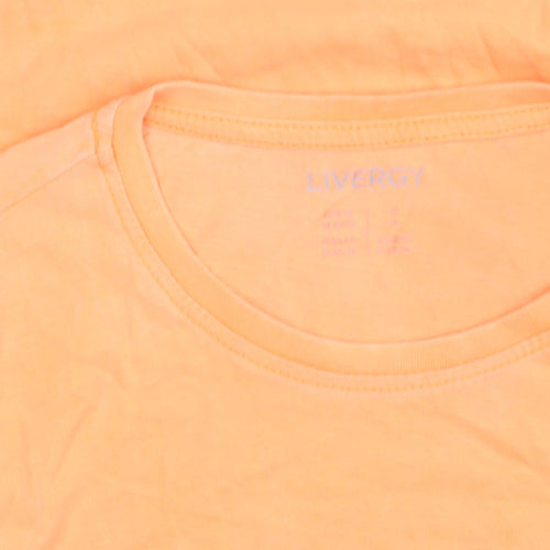 Livergy Orange Cotton Industrial Print Unisex Adults Regular Fit T-Shirt L